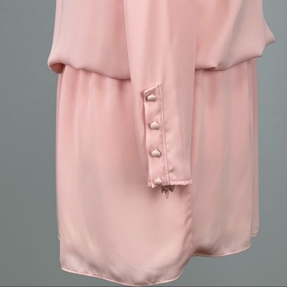 Amanda Uprichard Womens Long Sleeve Blouson Mini Dress Pink Tie Neck size XS - Picture 8 of 11